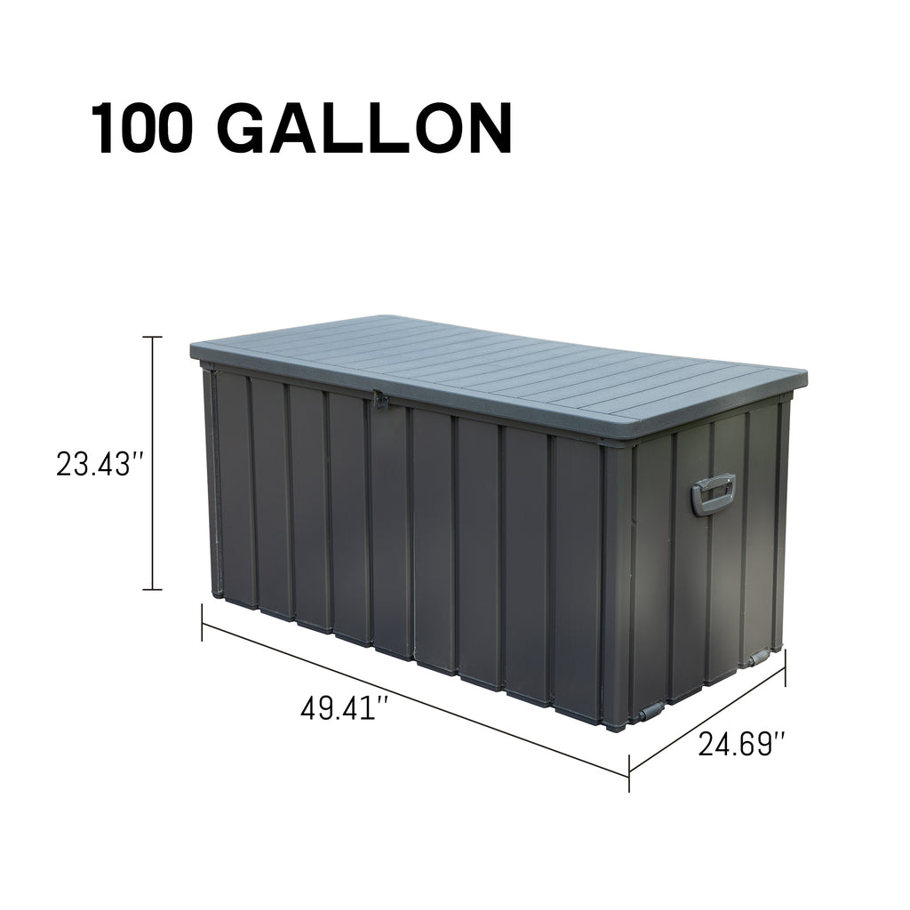 Gallon Outdoor Storage Deck Box Waterproof, Large Patio Storage Bin for outside Cushions, Throw Pillows, Garden Tools, Lockable Dark Gray