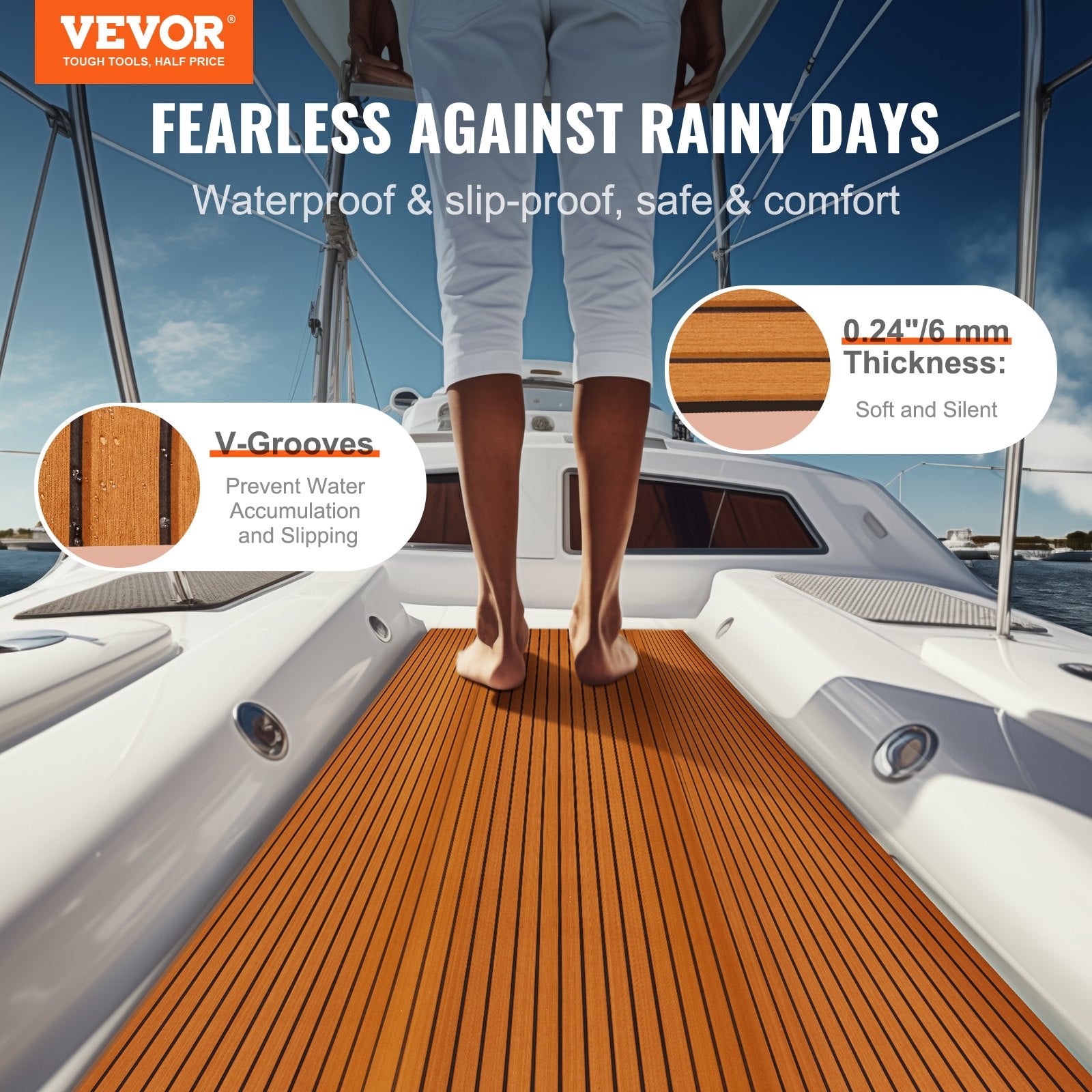 Boat Flooring, EVA Foam Boat Decking 94.5" X 46", Non-Slip Self-Adhesive Flooring, 29.9 Sq.Ft Marine Carpet for Boats, Yacht, Pontoon, Kayak Decking