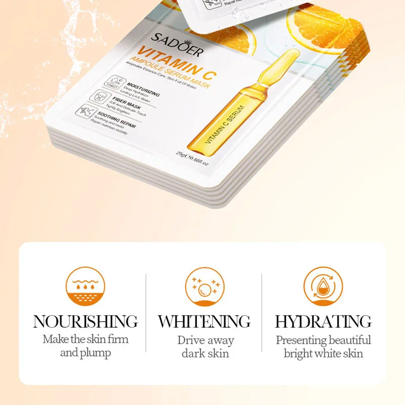 15Pcs  24K Gold Vitamin C Hyaluronic Acid Facial Masks for Face Moisturizing Firming Hydrating Face Mask Facial Skin Care