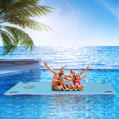 10 X 5 Floating Water Mat, 3-Layer Swimming Pool Float, XPE Foam, Tear Resistant Mesh Layer, Portable Foam Raft, Durable Water Activities Mat for Lake, Ocean, Beach, Pink