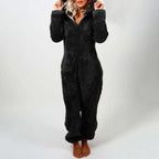 Women's Hooded Corduroy Jumpsuit - Fleece Lined Cat Ear Onesie with Pockets, Nine Colours, S-5XL - Amora
