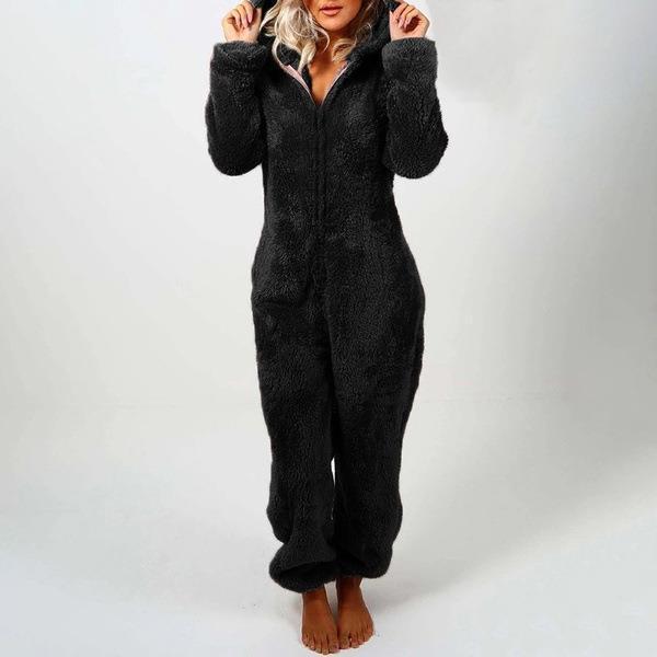 Women's Hooded Corduroy Jumpsuit - Fleece Lined Cat Ear Onesie with Pockets, Nine Colours, S-5XL - Amora