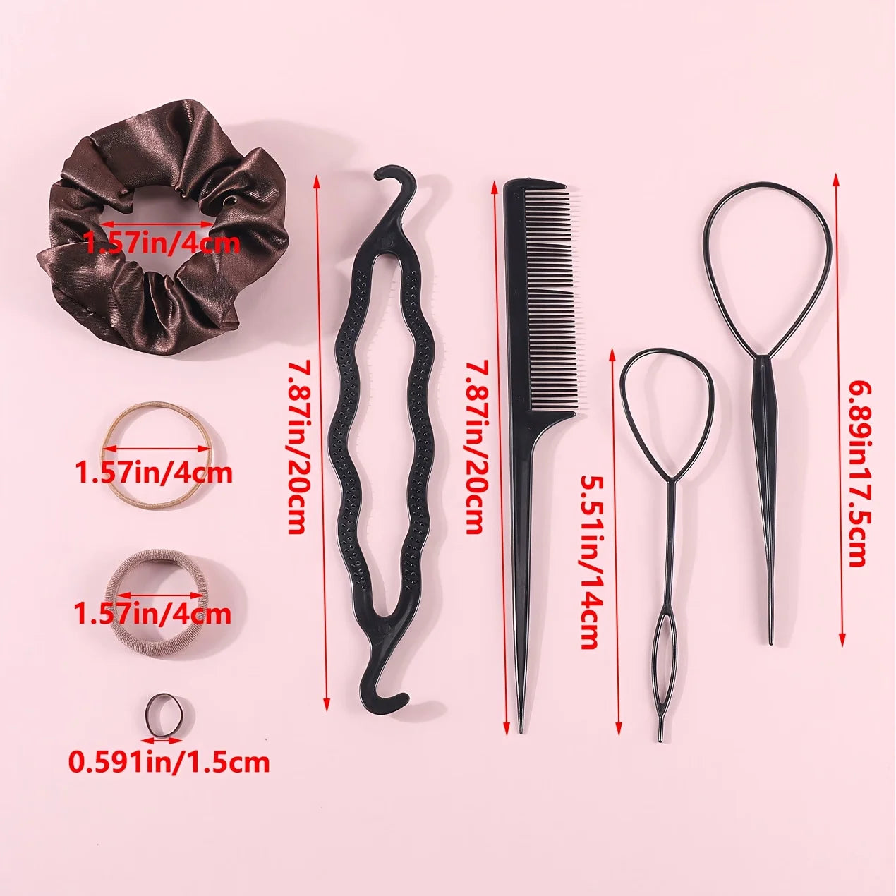 1109Pcs Women Dark Hair Accessories Set Elastic Seamless Ponytail Scrunchies Small Rubber Bands Fashion Hair Ties Headbands