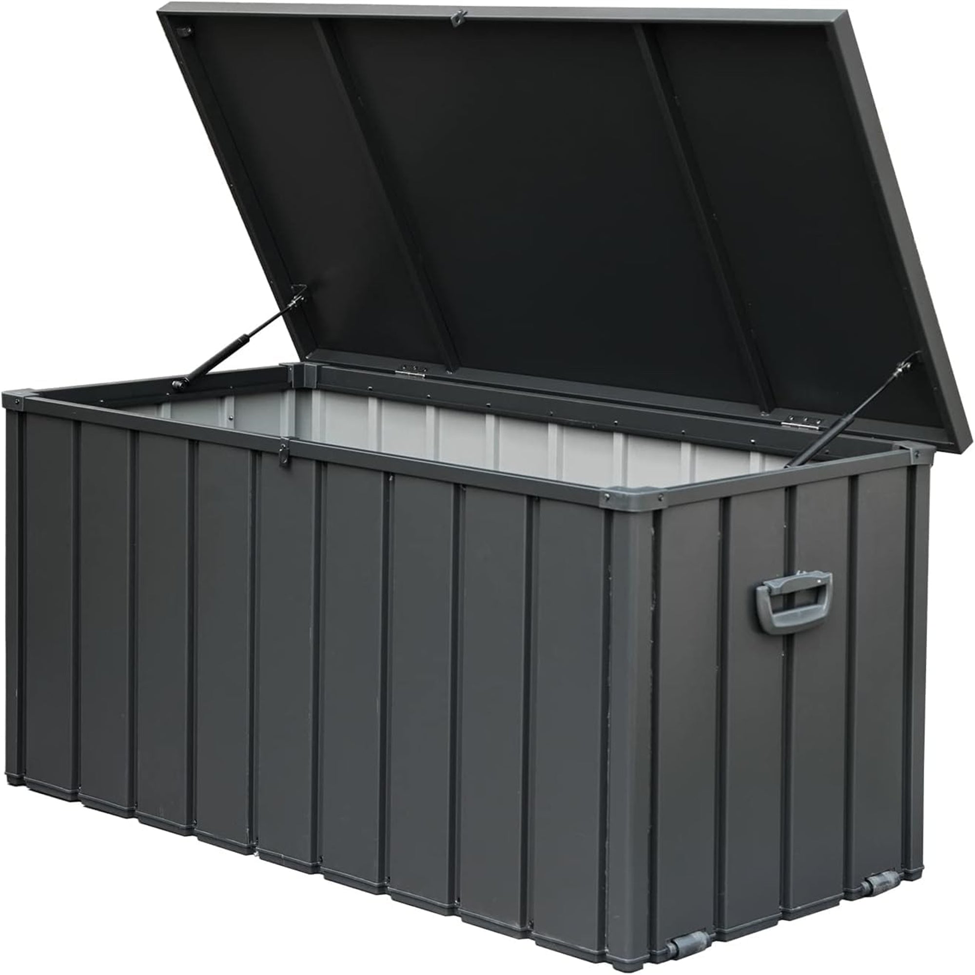1 0 0 Gallon Outdoor Storage Deck Box Waterproof, Large Patio Storage Bin for outside Cushions, Throw Pillows, Garden Tools, Lockable Dark Gray