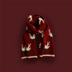 Reversible Knitted Winter Scarf - Double-Sided Festive Scarf, Nine Patterns, 165x34cm - Amora