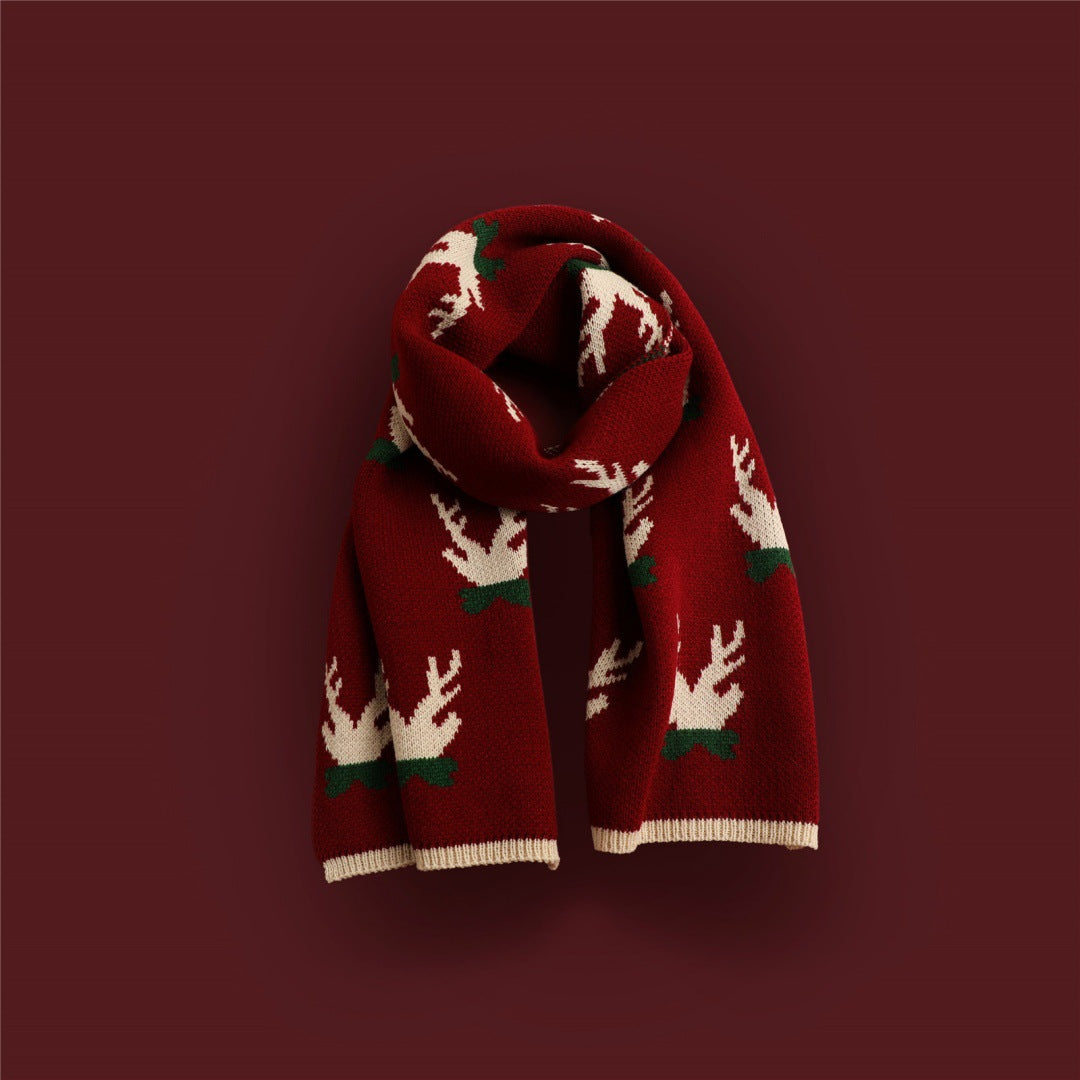 Reversible Knitted Winter Scarf - Double-Sided Festive Scarf, Nine Patterns, 165x34cm - Amora