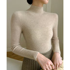 Women's Cashmere Blend Semi-High Neck Sweater - Seamless Slim Fit Knit Pullover, S-XXL - Amora