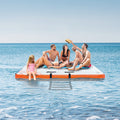 Inflatable Floating Dock, 8 X 6FT Inflatable Dock Platform, Non-Slip Water Floating Dock Mat with Detachable Ladder & Portable Carrying Bag, Floating Platform Island Raft for Ocean Pool Beach