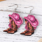 Double-Sided Wood and Acrylic Earrings - Western Geometric Drop Earrings, Six Designs - Amora