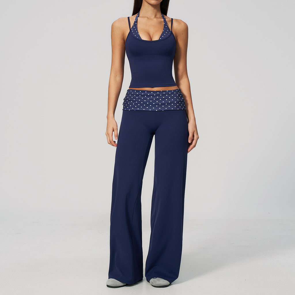 Women's Yoga Tank and Pilates Leggings - Sold as a Set or Separately, Polka Dot or Stripe, S-XL - Amora
