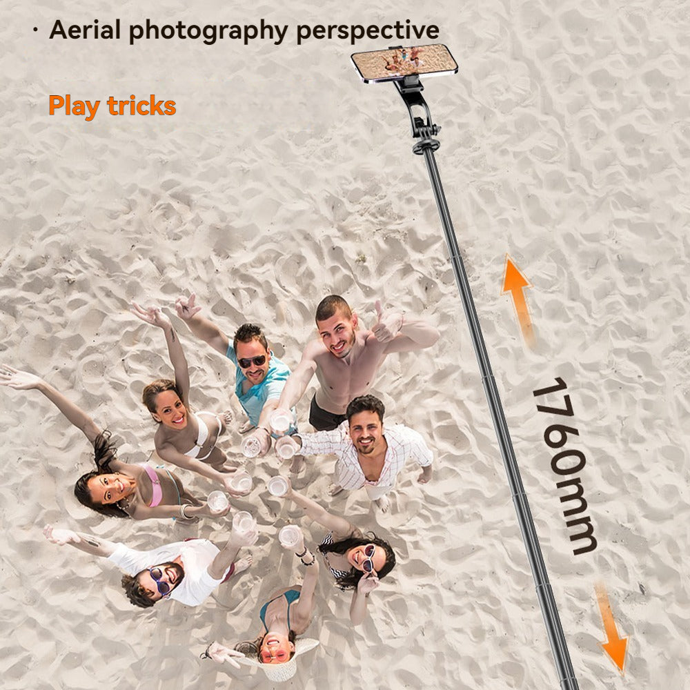 Selfie Stick Tripod with Fill Light, Extendable Phone Stand with Wireless Remote, Universal Compatible for Smartphones, Portable for Travel & Video Recording