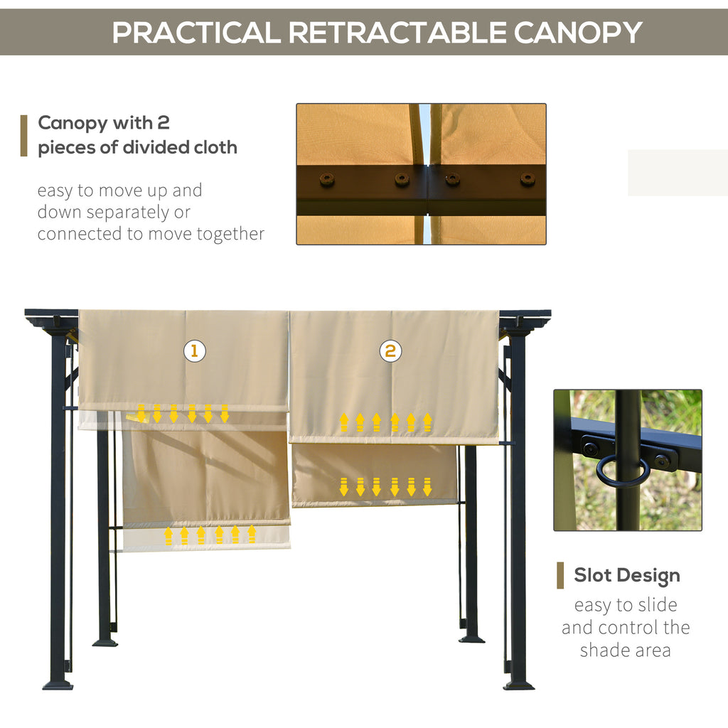 12 X 10 Outdoor Retractable Pergola Canopy with Sun Shade Unique Design Canopy Patio Metal Shelter for Garden Porch Beach, Beige