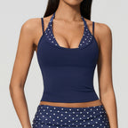 Women's Yoga Tank and Pilates Leggings - Sold as a Set or Separately, Polka Dot or Stripe, S-XL - Amora