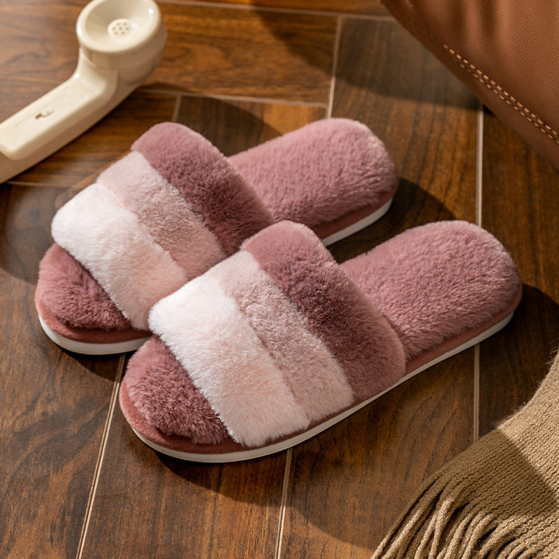 Plush Open Toe Slippers - Thick Sole Non-Slip House Slippers, Five Colours, EU 36-45 - Amora