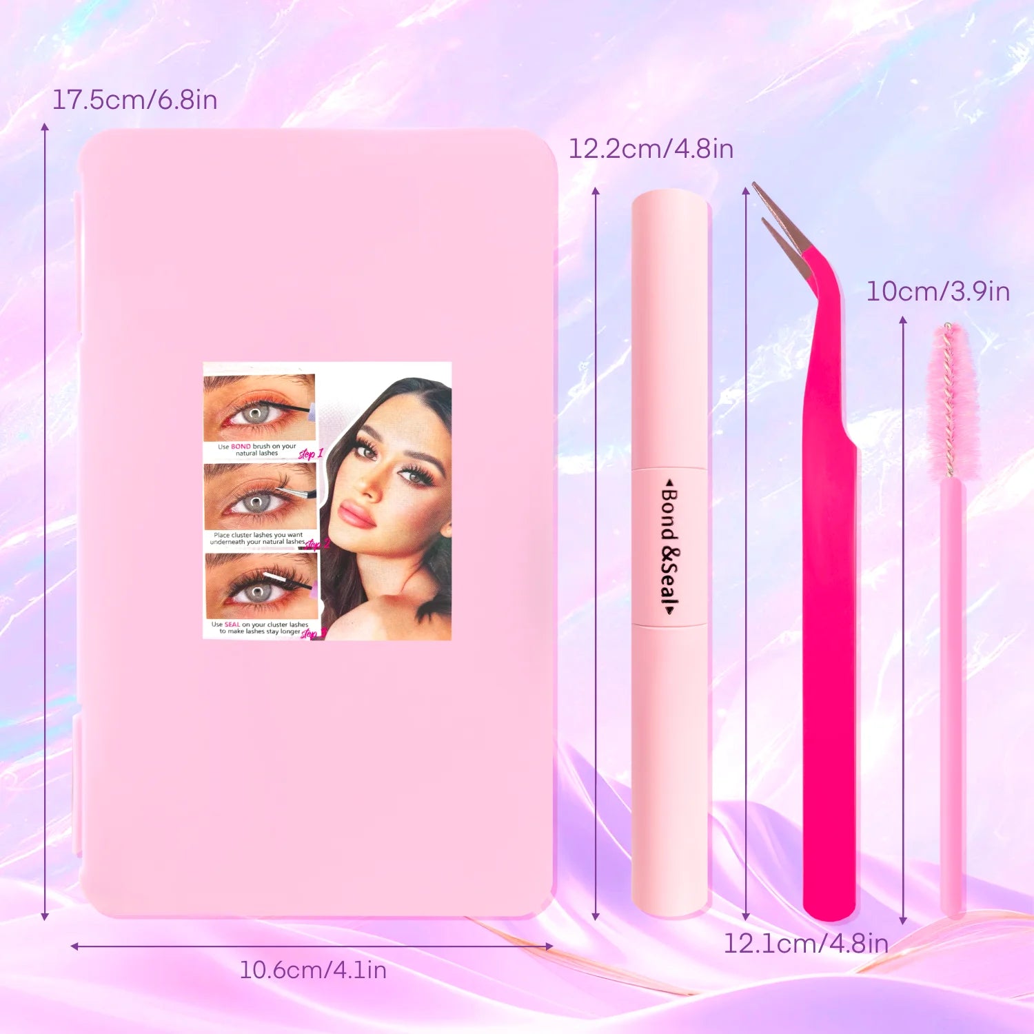 720/200Pcs Eyelash Extension Kit Fluffy Eyelash Extension Kit with Lash Bond and Seal Lash Tweezers Thick Lash Clusters Wispy