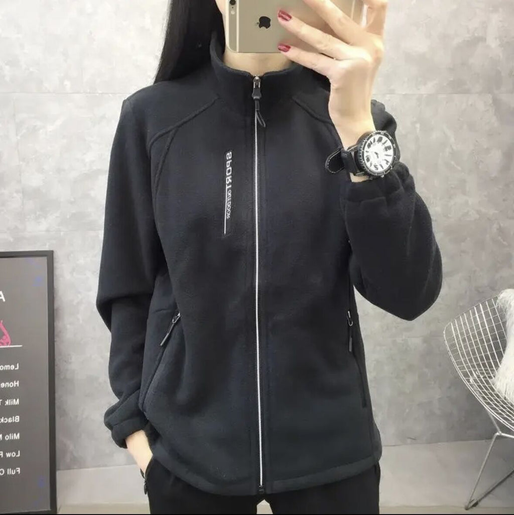 Women's Double-Sided Fleece Jacket - Thick Stand Collar Zip-Up Polar Fleece Coat, Nine Colours, 1XL-5XL - Amora