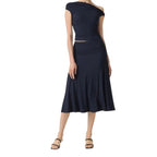 Women's Off-Shoulder Two Piece Set - Padded Top and High Waist Skirt, Black, XS-2XL - Amora