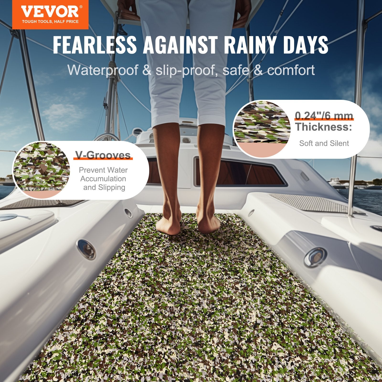 Boat Flooring, EVA Foam Boat Decking 94.5" X 35.4", Non-Slip Self-Adhesive Flooring, 23.2 Sq.Ft Marine Carpet for Boats, Yacht, Pontoon, Kayak Decking