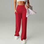 Women's High Waisted Wide Leg Trousers - Pleated Stretch Pants, Eleven Colours, S-3XL - Amora
