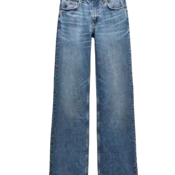 Women's Mid Waist Wide Leg Jeans - Retro Straight Leg Floor Length Denim, Six Colours, XS-L - Amora