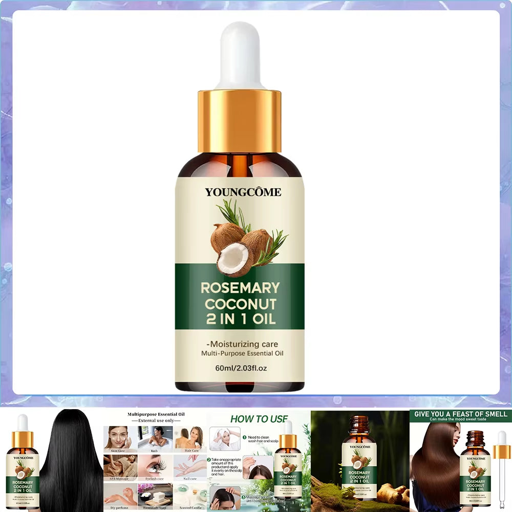 Rosemary Oil Hair Essential Coconut Oil Improve Hair Loss and Nourishes Strengthen Hair Roots Scalp Treatment Hair Care