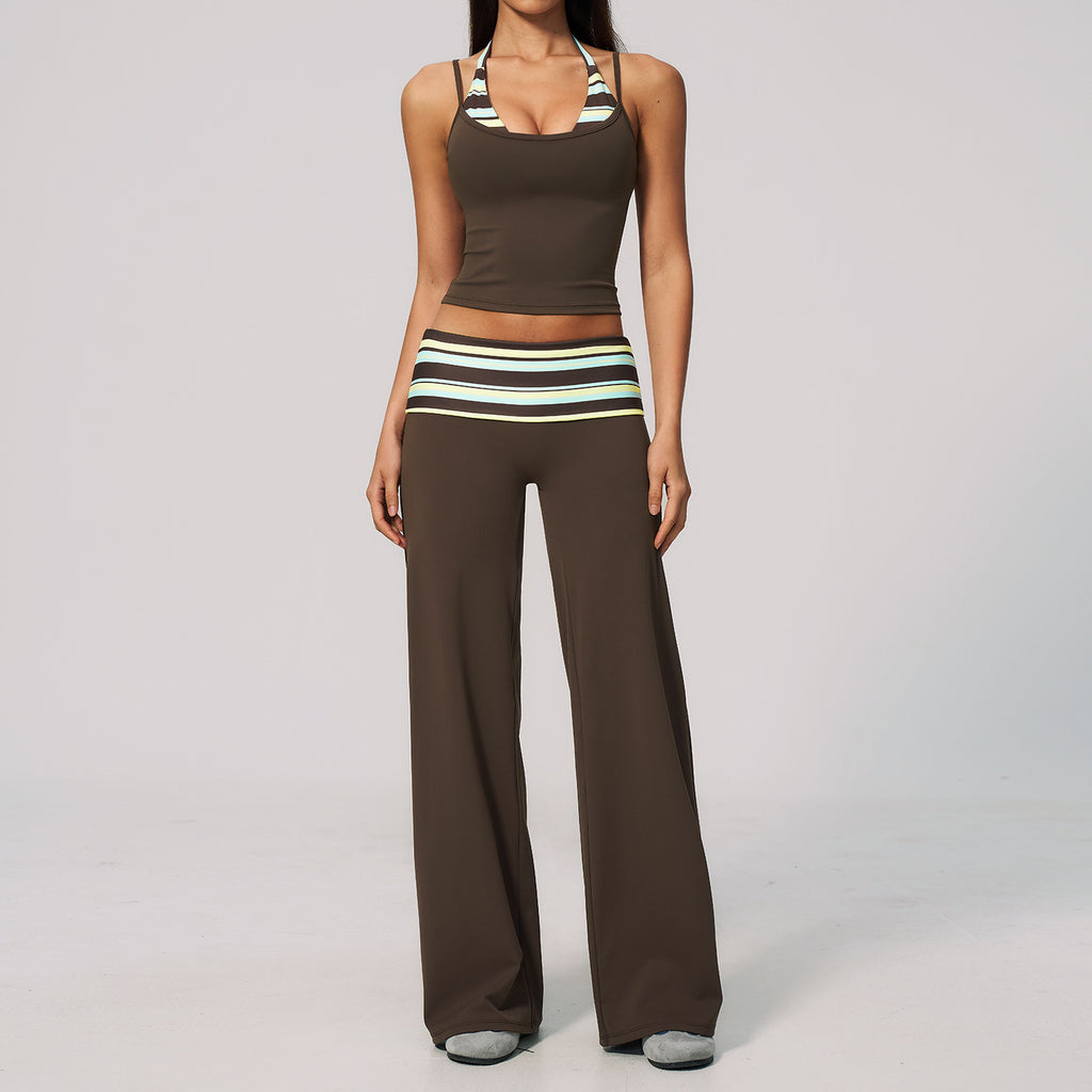Women's Yoga Tank and Pilates Leggings - Sold as a Set or Separately, Polka Dot or Stripe, S-XL - Amora