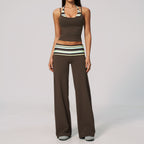 Women's Yoga Tank and Pilates Leggings - Sold as a Set or Separately, Polka Dot or Stripe, S-XL - Amora