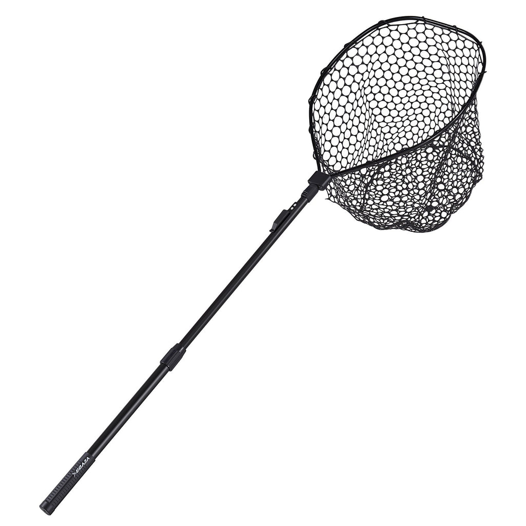 Fishing Net, Foldable Landing Nets with Telescopic Handle, Portable Lightweight and Stronger 6063 Aluminum Fish Gear, Soft Silicone Fish-Friendly Mesh, for Kayak, Boat, Bank, Pond, Gifts for Men