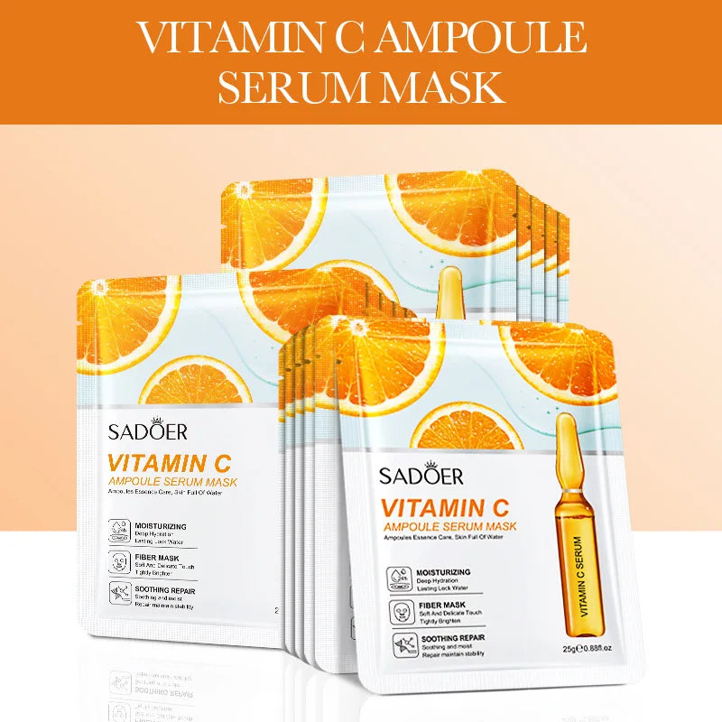 15Pcs  24K Gold Vitamin C Hyaluronic Acid Facial Masks for Face Moisturizing Firming Hydrating Face Mask Facial Skin Care