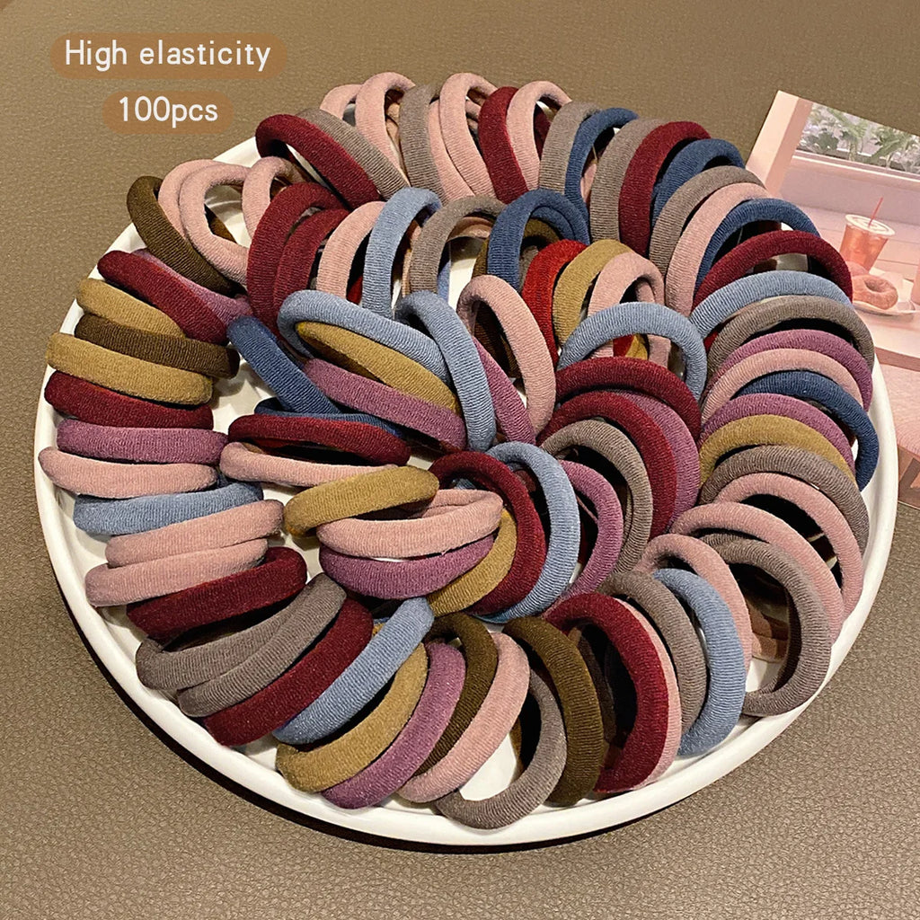 100 Seamless, High Elasticity, Durable Korean Style Hair Accessories with Elastic Bands Suitable for Daily Use
