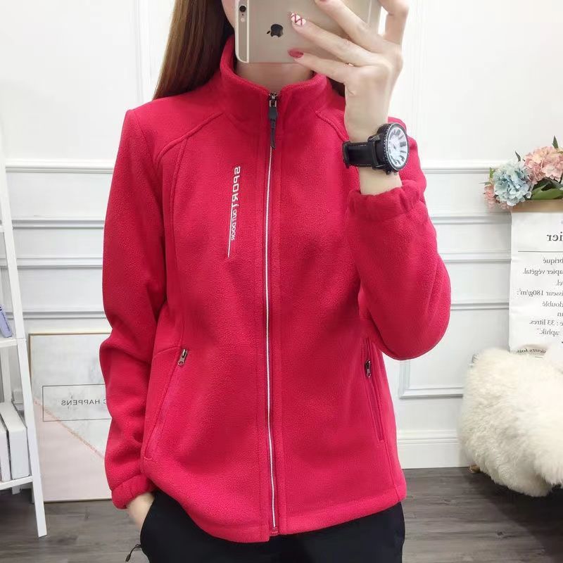 Women's Double-Sided Fleece Jacket - Thick Stand Collar Zip-Up Polar Fleece Coat, Nine Colours, 1XL-5XL - Amora