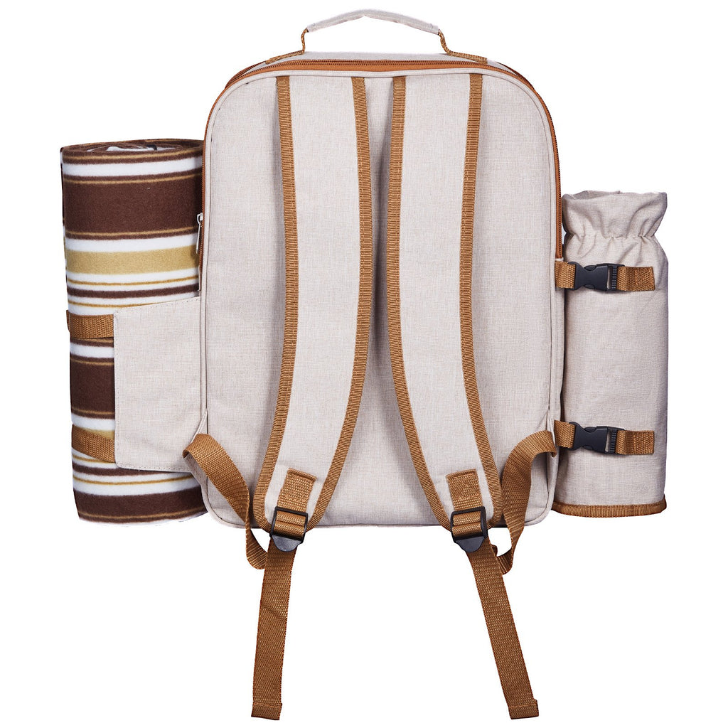 Beach Picnic Backpack Bag for 4 Person with Cooler Compartment Blanket