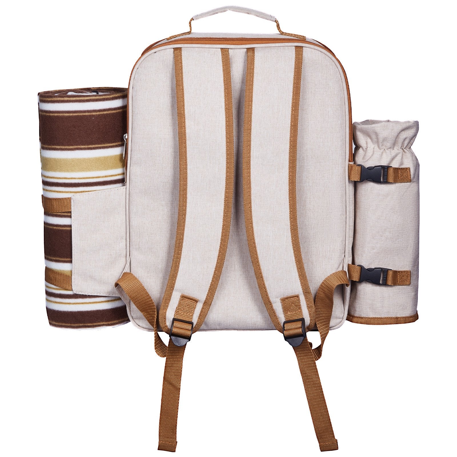 Beach Picnic Backpack Bag for 4 Person with Cooler Compartment Blanket