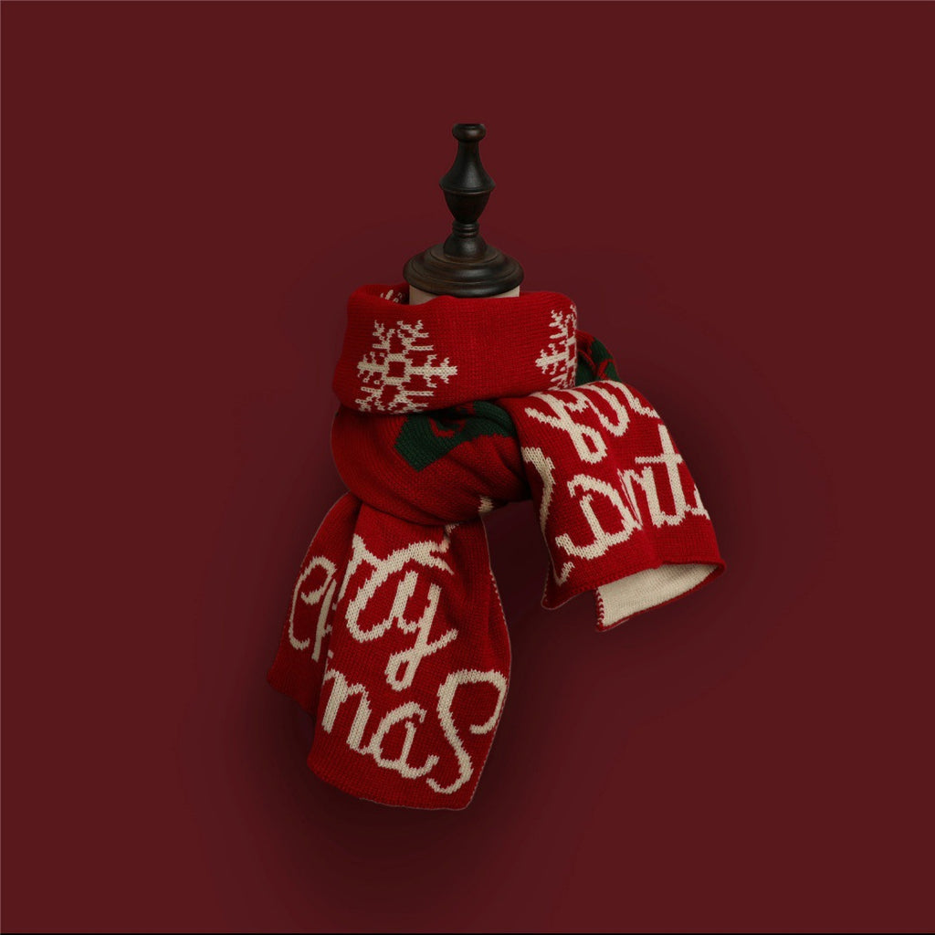 Reversible Knitted Winter Scarf - Double-Sided Festive Scarf, Nine Patterns, 165x34cm - Amora