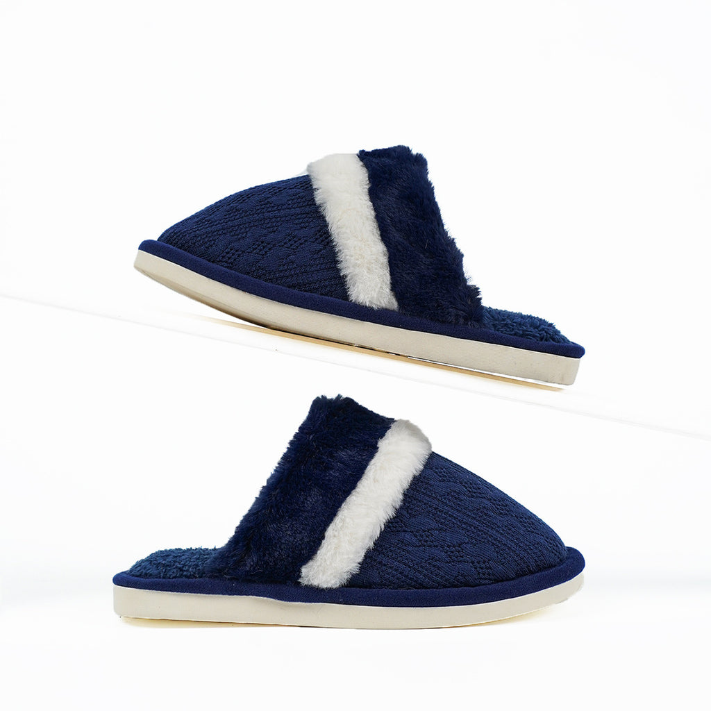 Plush House Slippers - Faux Fur Lined Non-Slip Indoor Slippers, Khaki, Grey, Pink or Blue, EU 38-47 - Amora