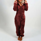 Women's Hooded Corduroy Jumpsuit - Fleece Lined Cat Ear Onesie with Pockets, Nine Colours, S-5XL - Amora