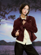 Women's Bead Embroidered Jacket - Vintage Cropped Waist-Cinching Jacket, M-XL - Amora