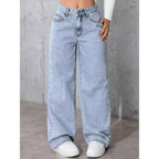 Women's High Waisted Straight Leg Jeans - Retro Washed Loose Denim, Nine Colours, XS-5XL - Amora