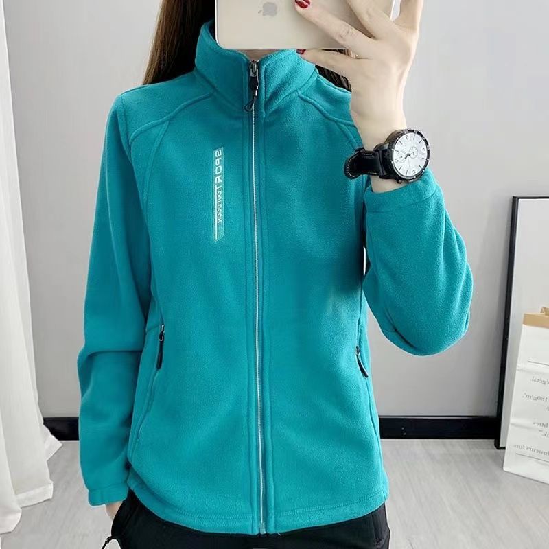 Women's Double-Sided Fleece Jacket - Thick Stand Collar Zip-Up Polar Fleece Coat, Nine Colours, 1XL-5XL - Amora