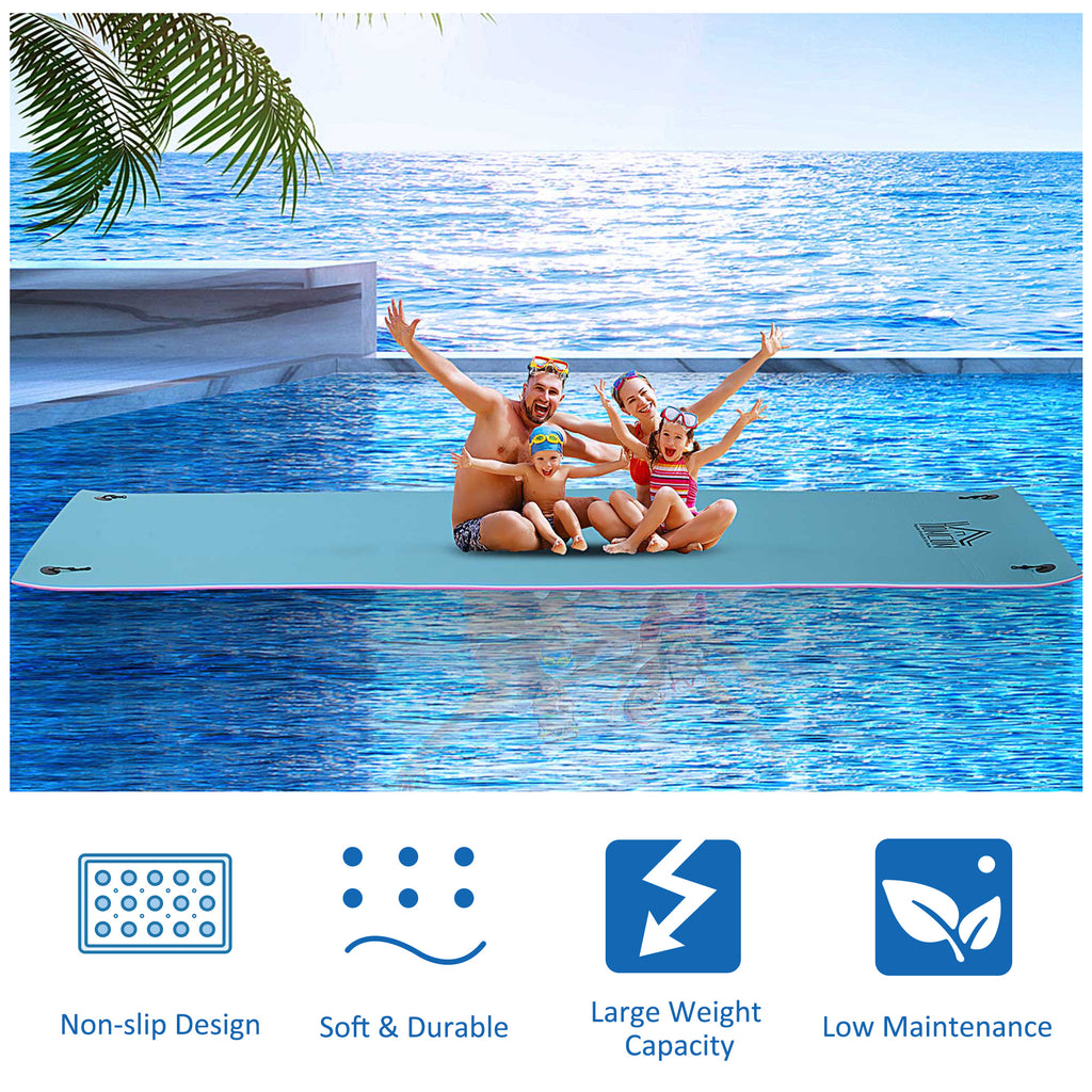 17 X 5 Floating Water Mat, 3-Layer Swimming Pool Float Ultimate Super-Sized Portable Foam Raft, Thick and Durable Water Activities Mat for Lake, Oceans