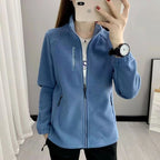 Women's Double-Sided Fleece Jacket - Thick Stand Collar Zip-Up Polar Fleece Coat, Nine Colours, 1XL-5XL - Amora