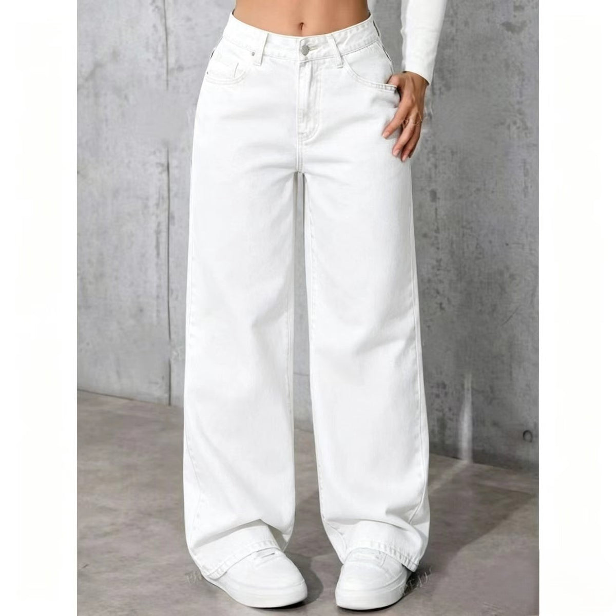 Women's High Waisted Straight Leg Jeans - Retro Washed Loose Denim, Nine Colours, XS-5XL - Amora