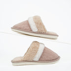 Plush House Slippers - Faux Fur Lined Non-Slip Indoor Slippers, Khaki, Grey, Pink or Blue, EU 38-47 - Amora
