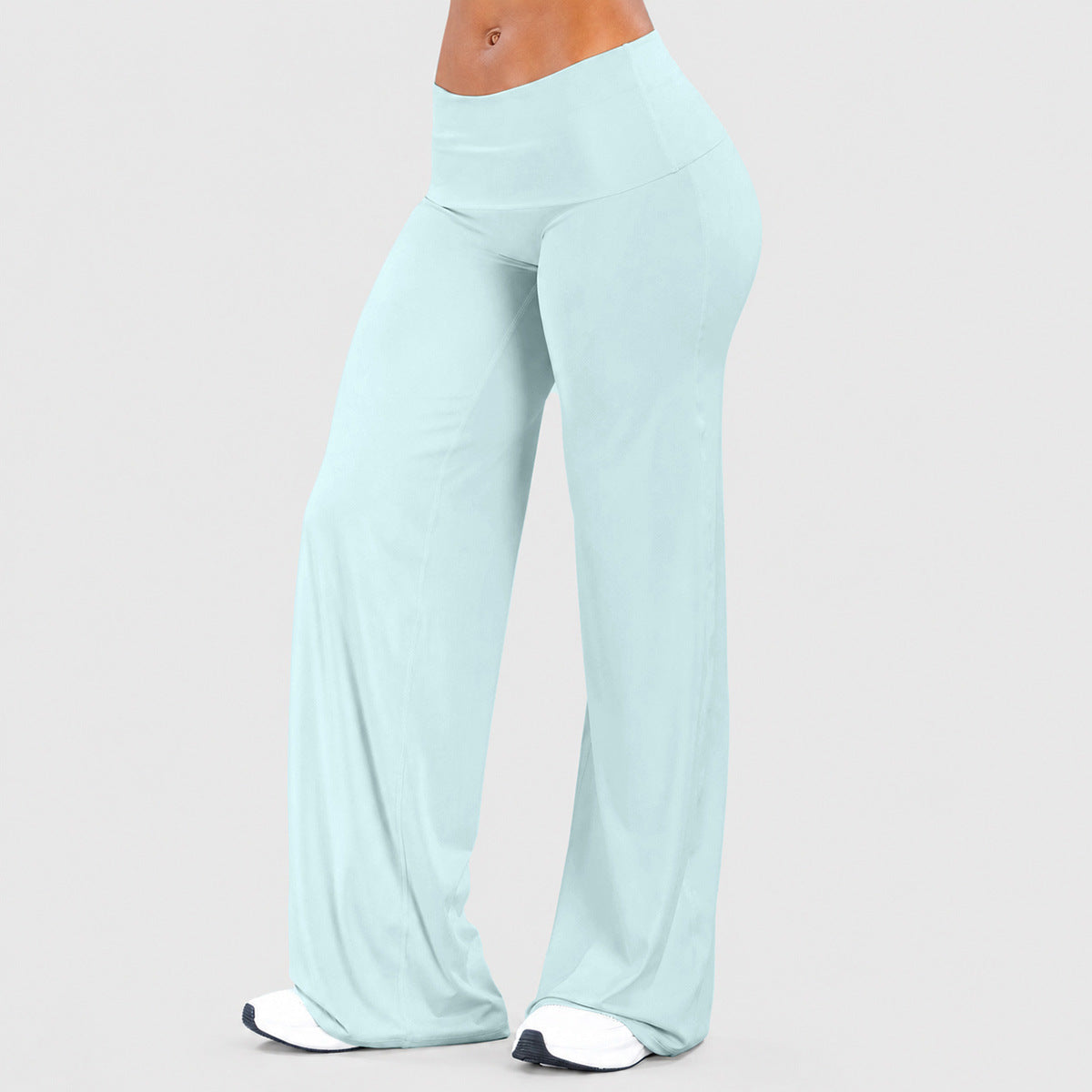 Women's Flared Yoga Trousers - Wide Leg Stretch Leggings with Flap Detail, Fifteen Colours, XS-XL - Amora