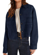 Women's Faux Suede Short Jacket - Lightweight Cropped Autumn Jacket, Eight Colours, S-XXL - Amora
