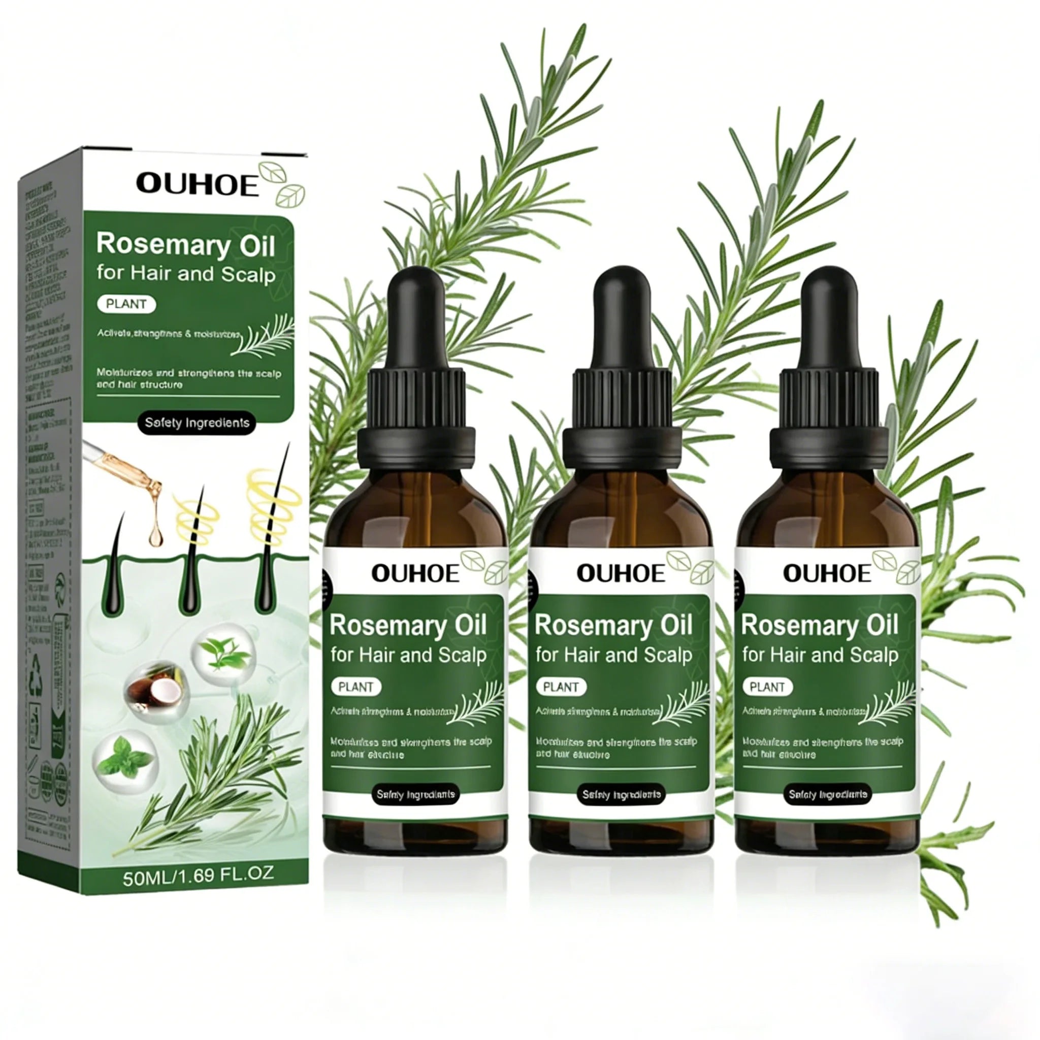 Rosemary Hair Growth Oil Hair Care Thickness Loss Deep Nourishing Scalp Care Strengthen Repair Damaged Oil Control for Men Women