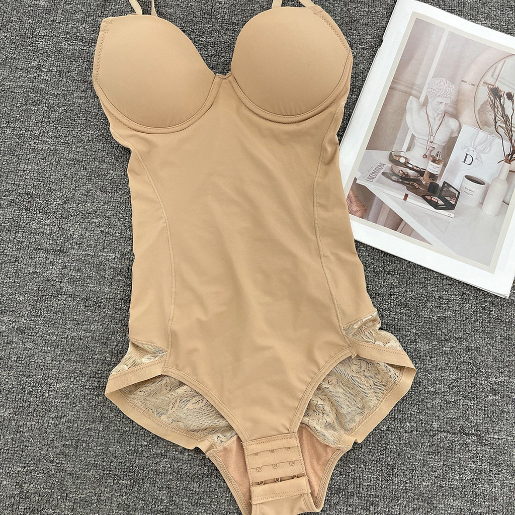 Women's One Piece Shapewear - Seamless Lace Bodysuit with Built-In Bra, Seven Colours, S-3XL - Amora
