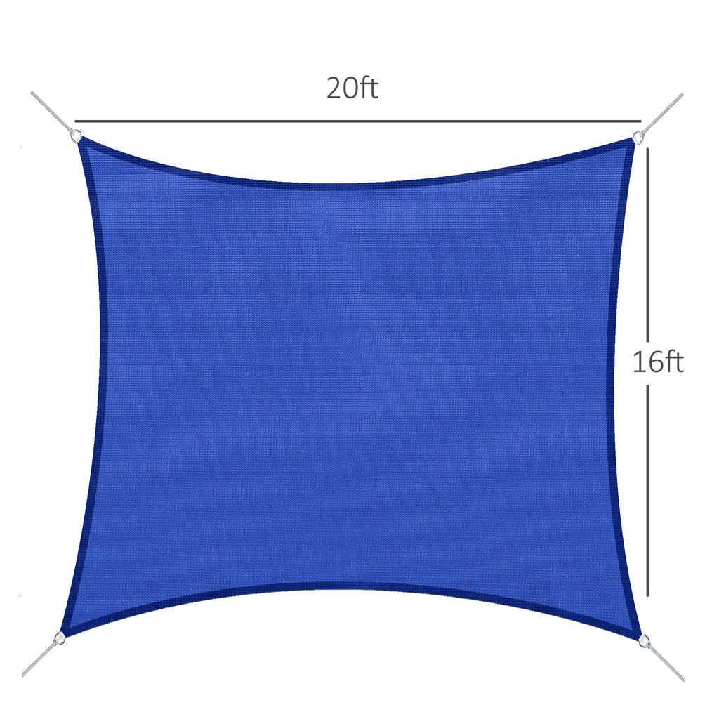 16' X 20' Sun Shade Sail Canopy Outdoor Shade Sail Cloth for Patio Deck Yard with D-Rings and Rope Included, Blue