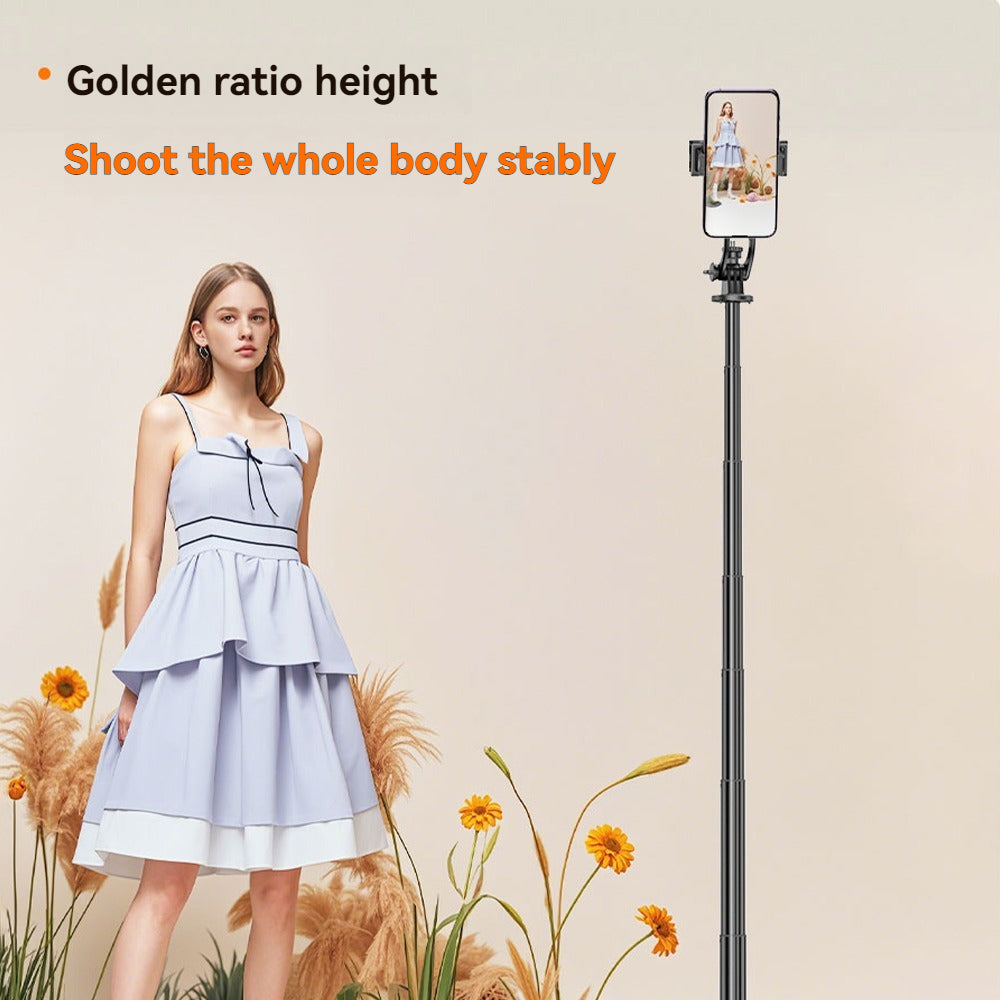 Selfie Stick Tripod with Fill Light, Extendable Phone Stand with Wireless Remote, Universal Compatible for Smartphones, Portable for Travel & Video Recording