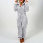 Women's Hooded Corduroy Jumpsuit - Fleece Lined Cat Ear Onesie with Pockets, Nine Colours, S-5XL - Amora